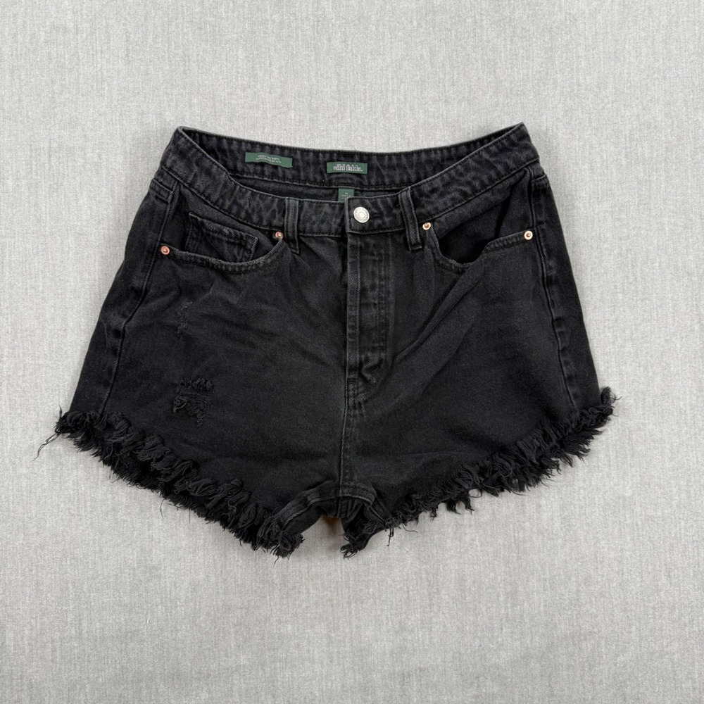 Wild Fable Highest Rise Distressed Denim Shorts Black SZ 10 Frayed Hem Cut Offs